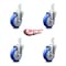 Service Caster 4 Inch Blue Polyurethane Wheel Swivel 7/8 Inch Square Stem Caster Set SCC SCC-SQ20S414-PPUB-BLUE-78-4 - alternate 1